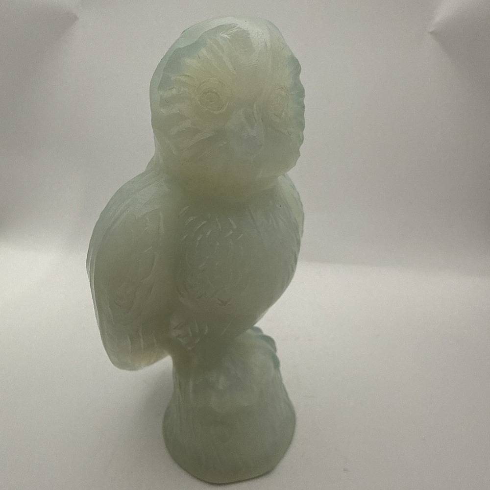 Vintage Opalescent‎ Glass Owl Figurine Signed Script Sabino Paris Chouette 4.5"